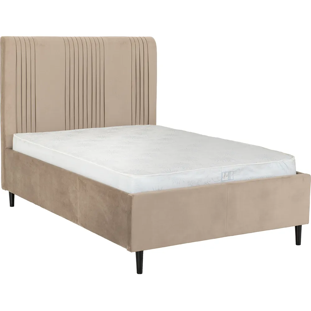Maine Double Bed Frame - Taupe, Velvet
