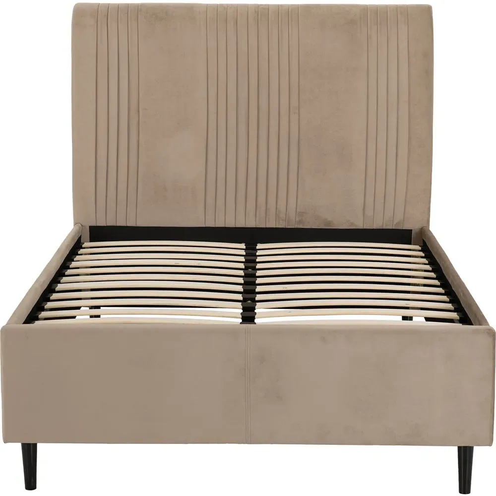 Maine Double Bed Frame - Taupe, Velvet