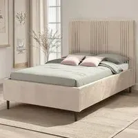 Maine Double Bed Frame - Taupe, Velvet