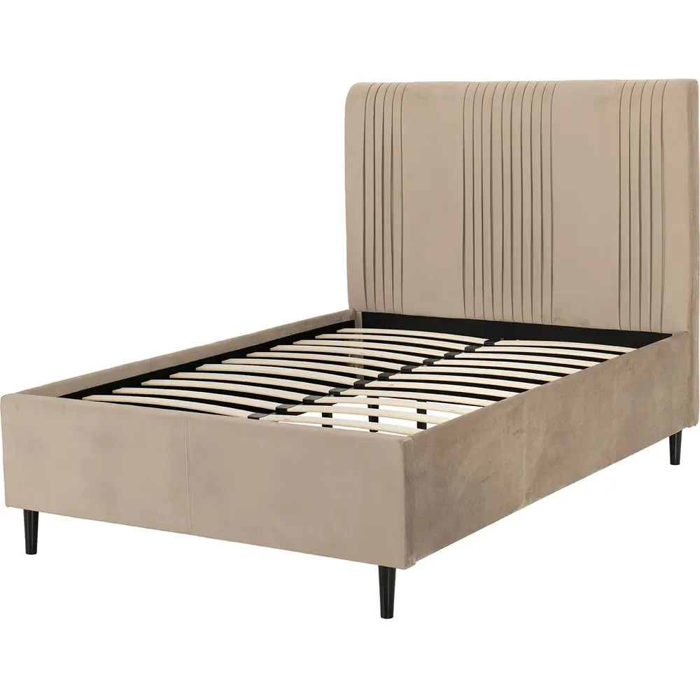 Maine King Size Bed Frame - Taupe, Velvet