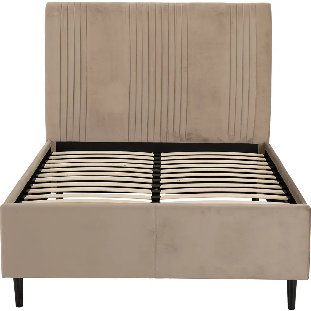 Maine King Size Bed Frame - Taupe, Velvet