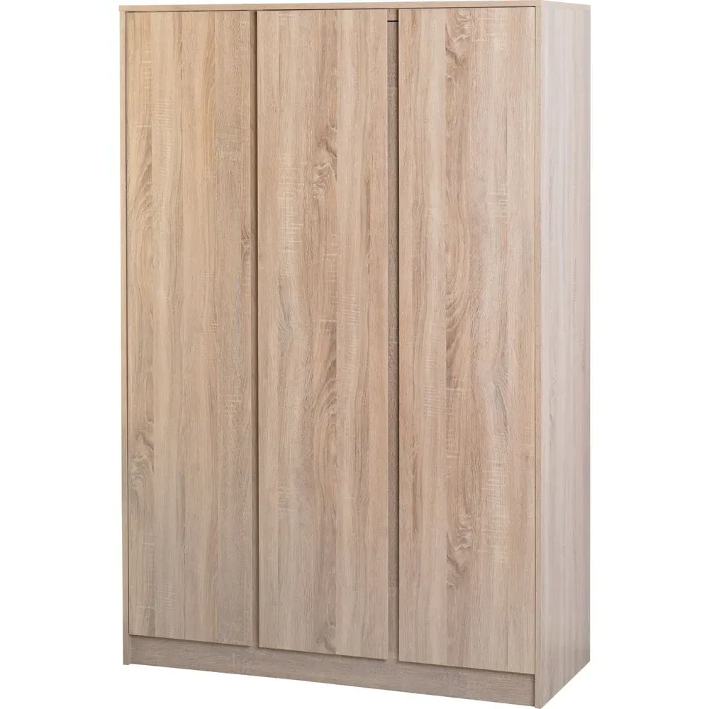 Malvern 3 Door Wardrobe - Brown, Oak Effect