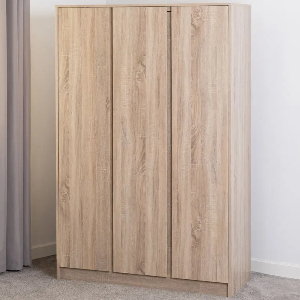 Malvern 3 Door Wardrobe - Brown, Oak Effect