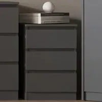 Malvern 3 Drawer Bedside Table - Black