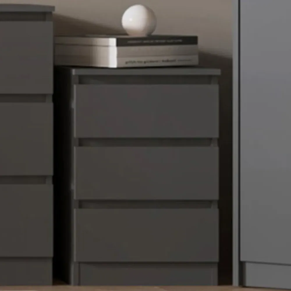 Malvern 3 Drawer Bedside Table - Black image