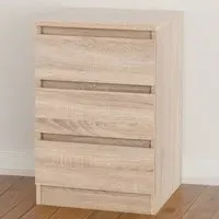 Malvern 3 Drawer Bedside Table - Brown, Oak Effect