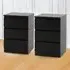 Malvern 3 Drawer Bedside Table Set of 2 - Black