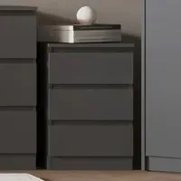 Malvern 3 Drawer Bedside Table Set of 2 - Grey