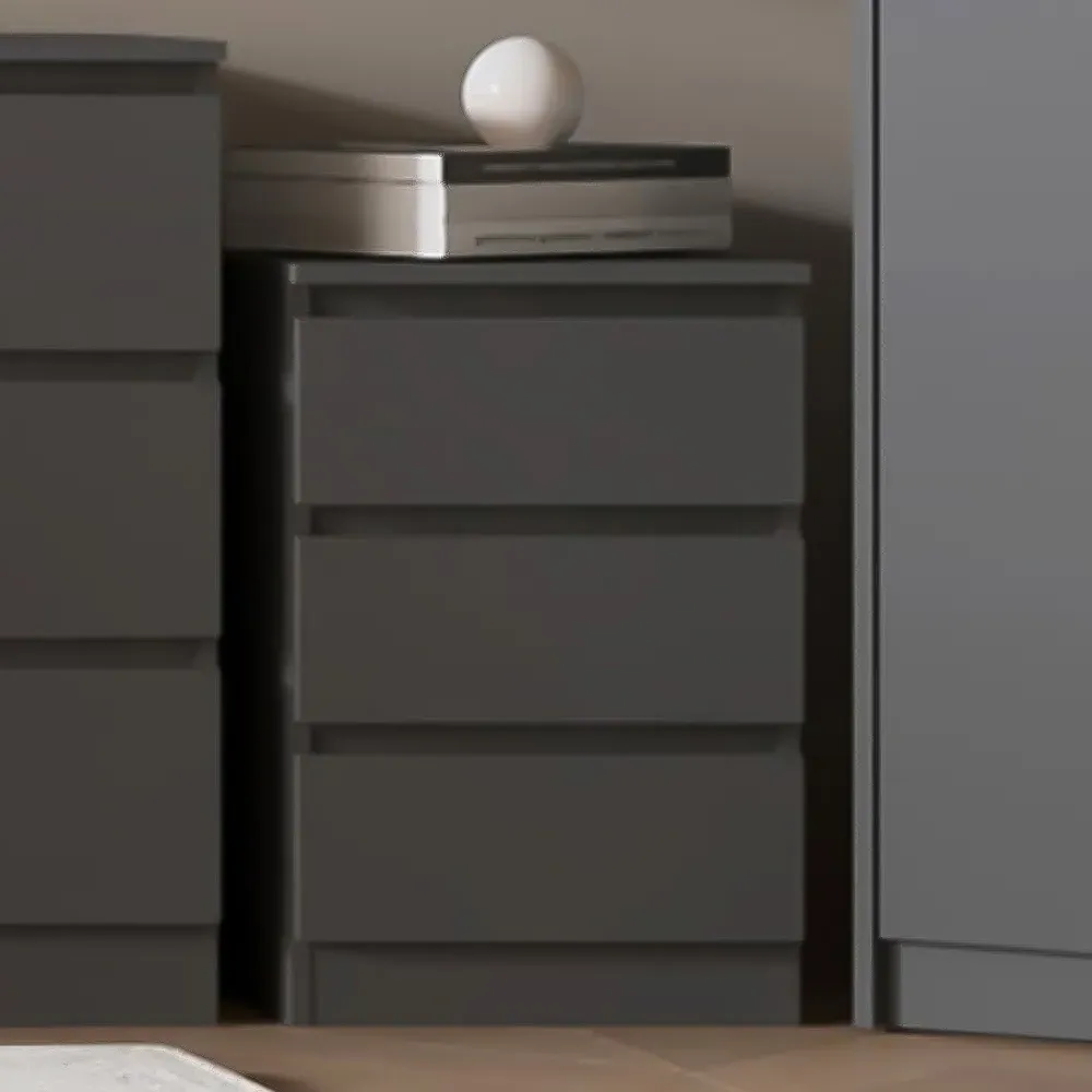Malvern 3 Drawer Bedside Table Set of 2 - Grey