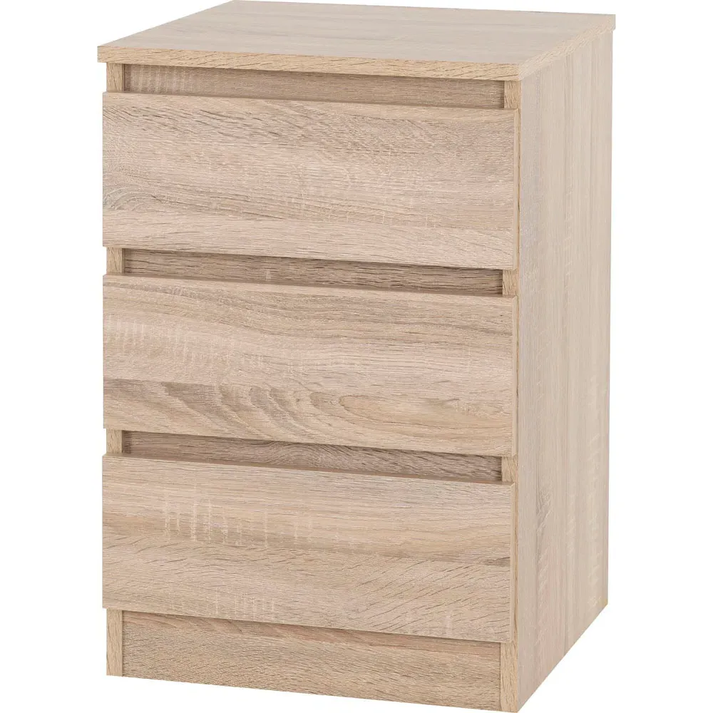 Malvern 3 Drawer Bedside Table Set of 2 - Sonoma Oak Effect