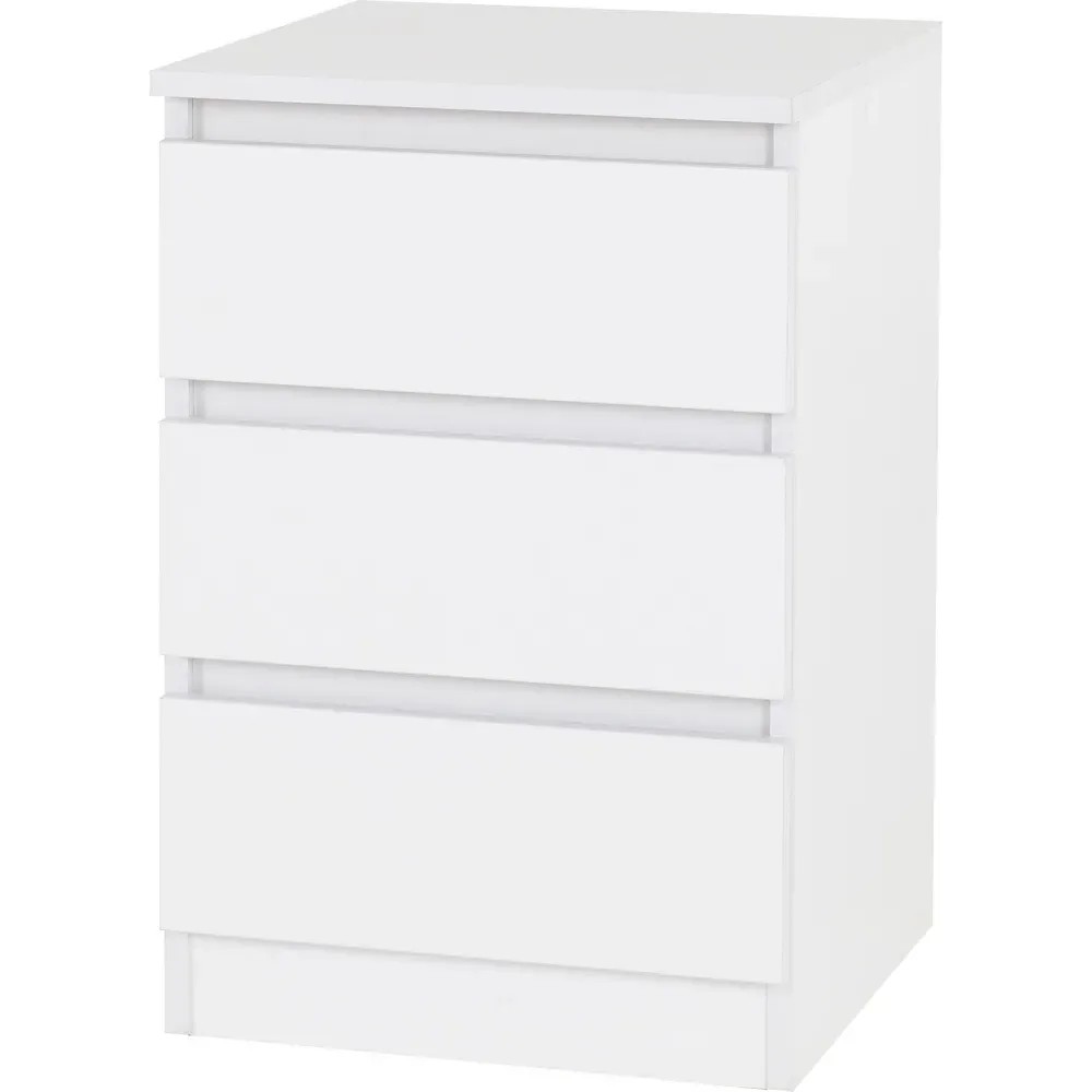 Malvern 3 Drawer Bedside Table Set of 2 - White