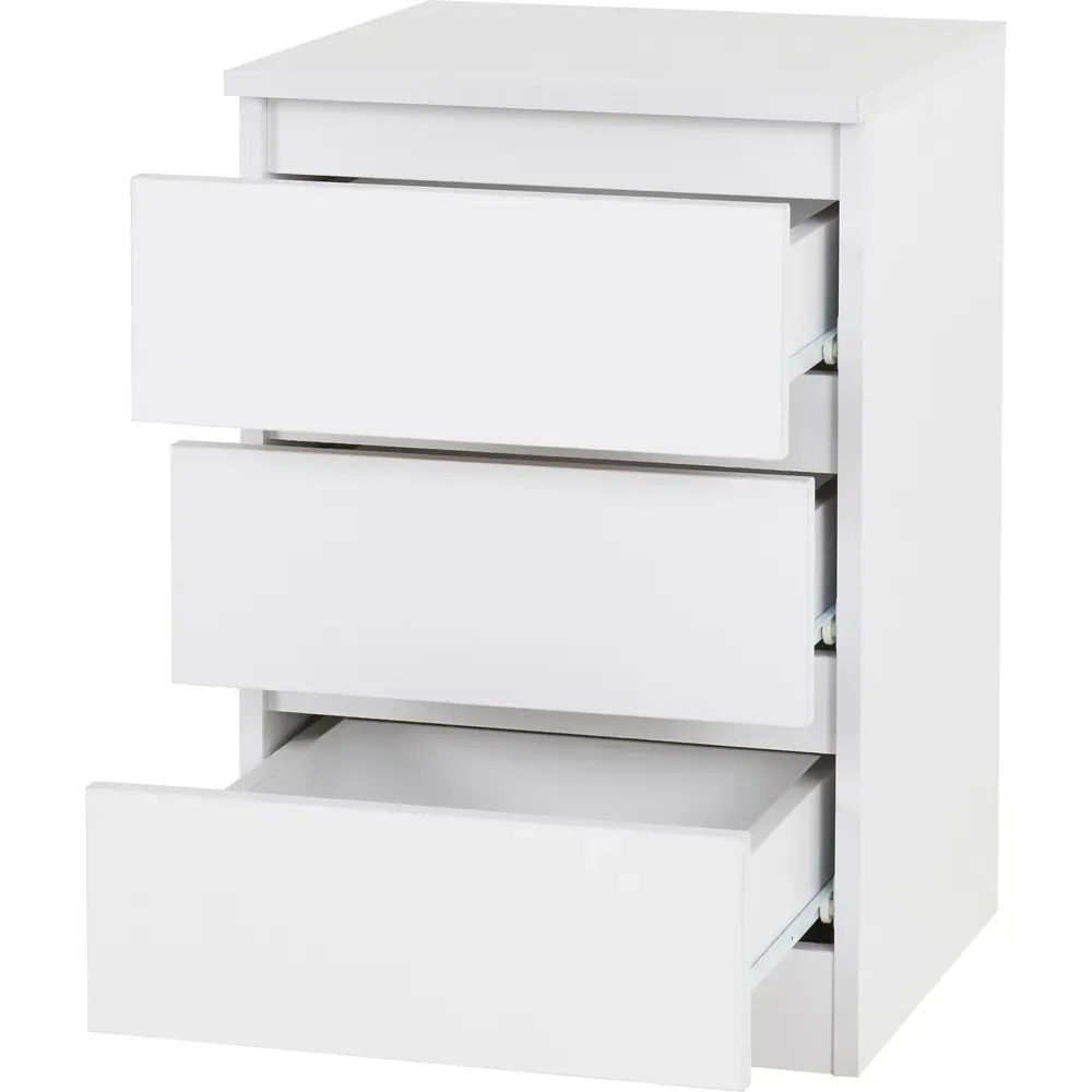 Malvern 3 Drawer Bedside Table Set of 2 - White