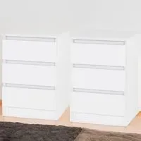 Malvern 3 Drawer Bedside Table Set of 2 - White