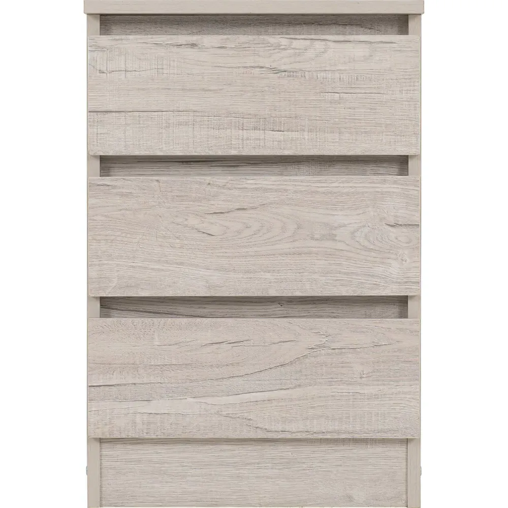 Malvern 3 Drawer Bedside Table - White