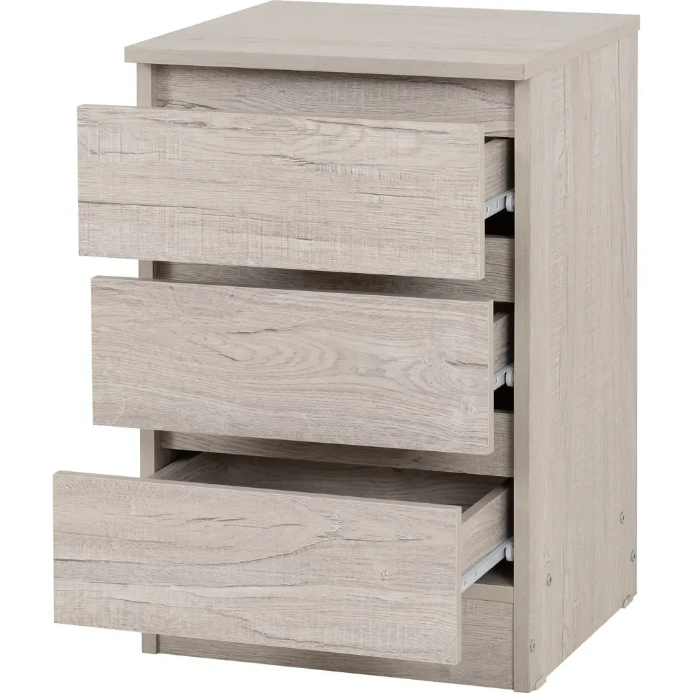Malvern 3 Drawer Bedside Table - White