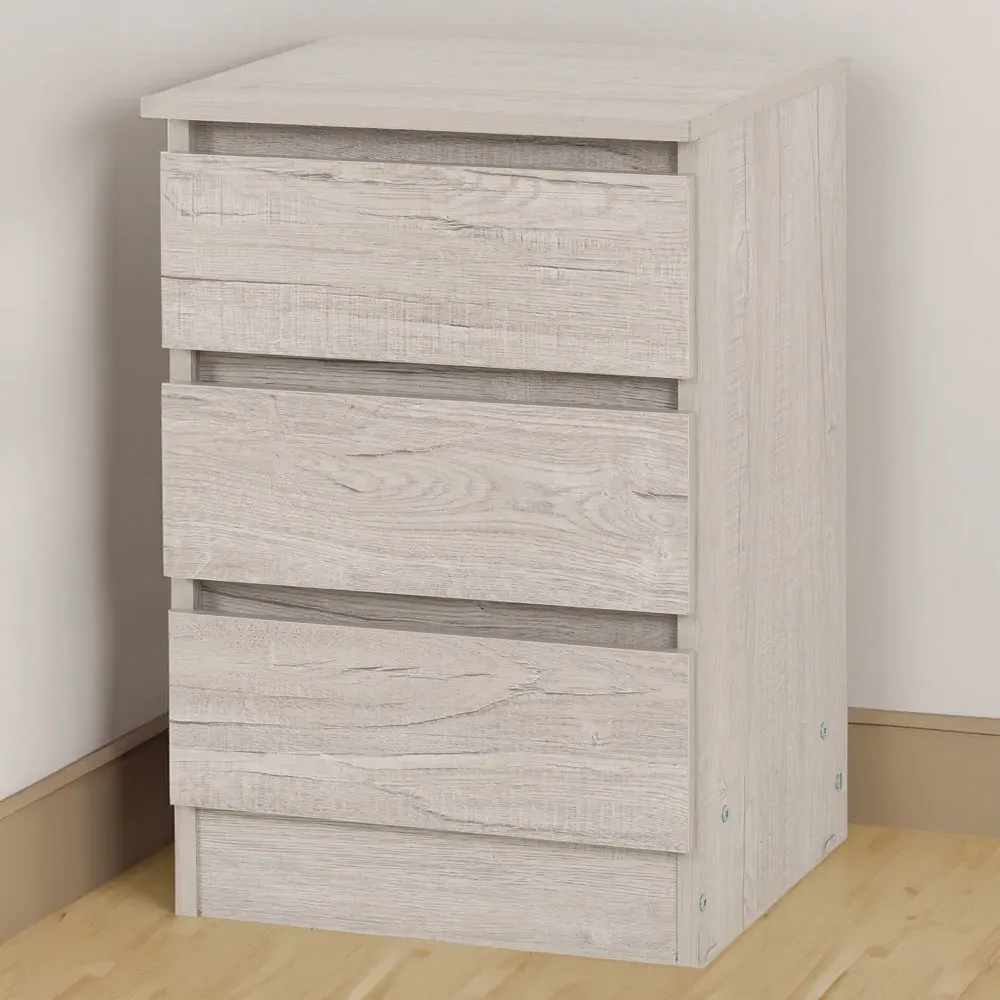 Malvern 3 Drawer Bedside Table - White image