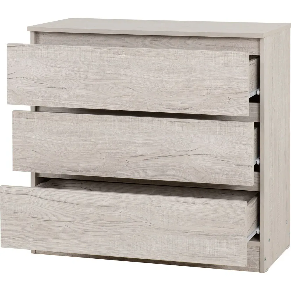 Malvern 3 Drawer Chest - White, Urban Snow