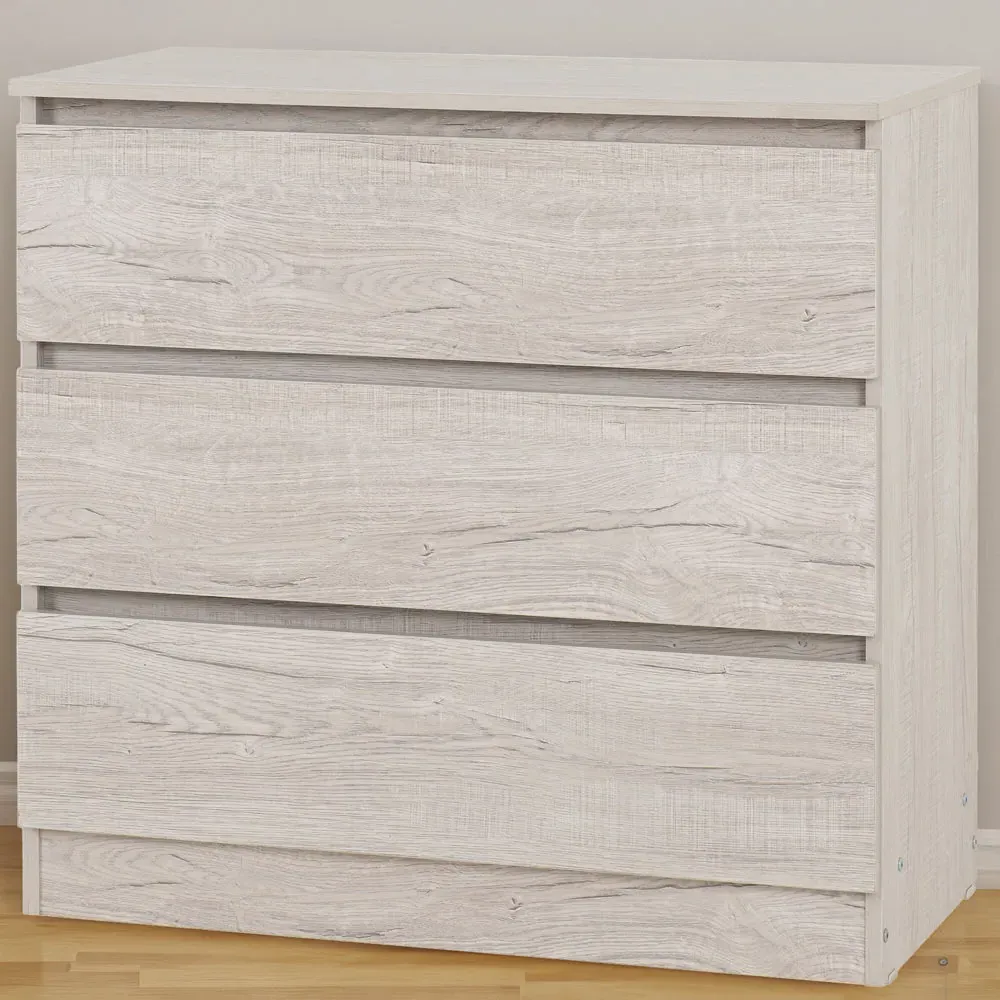 Malvern 3 Drawer Chest - White, Urban Snow