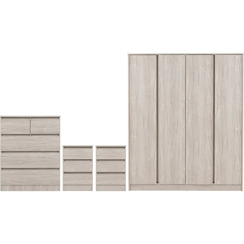 Malvern 4 Door Wardrobe - Urban Snow