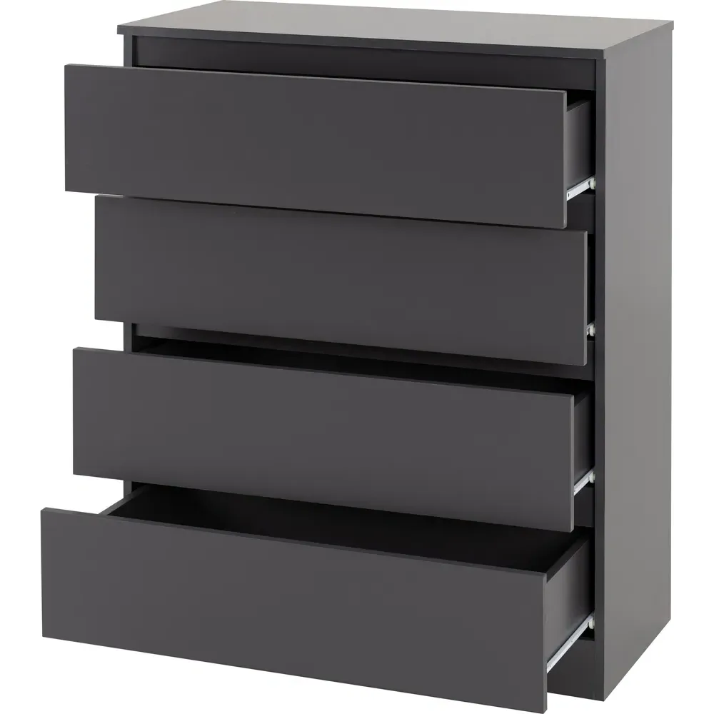 Malvern 4 Drawer Chest of Drawers - Grey