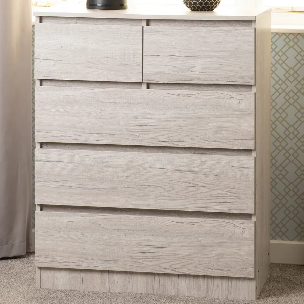 Malvern 5 Drawer Chest of Drawers - White