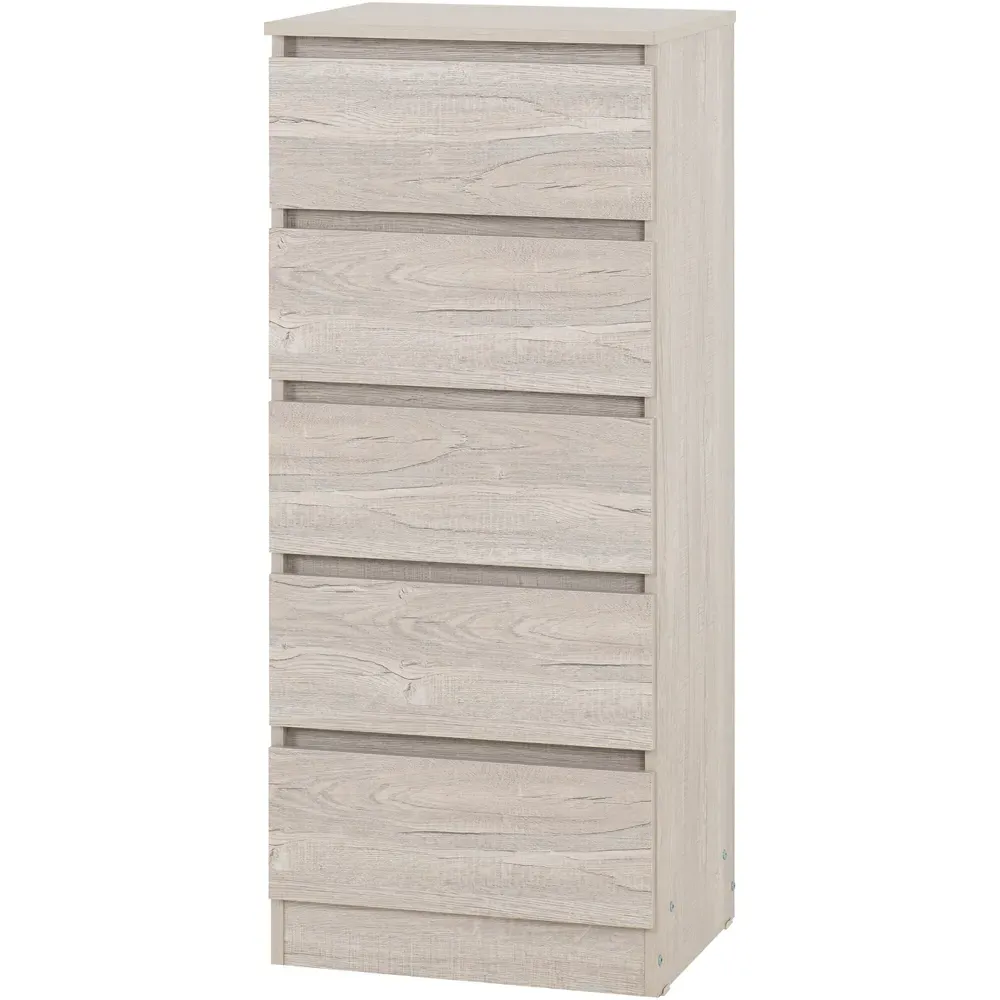 Malvern 5 Drawer Narrow Chest of Drawers - White