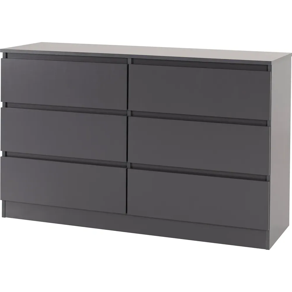 Malvern 6 Drawer Chest of Drawers - Grey