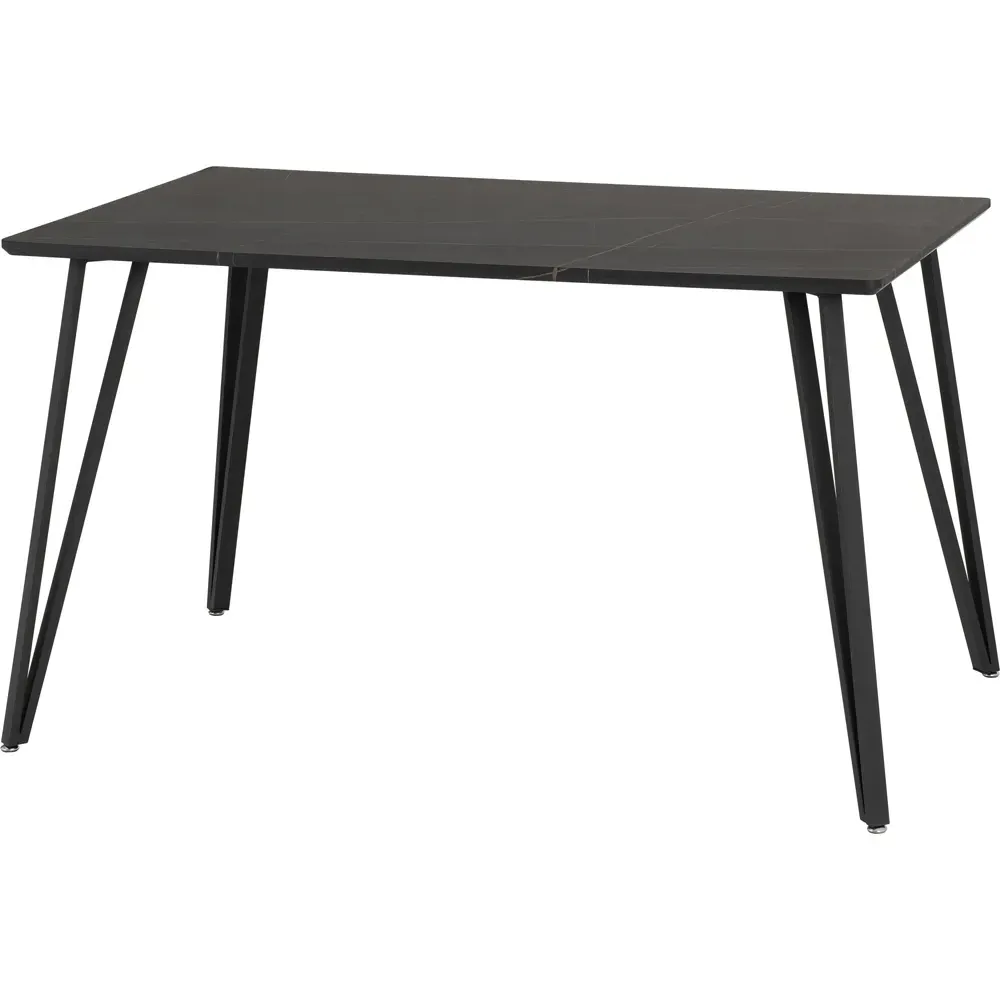 Marlow 4-Seater Dining Table Marble Effect - Black