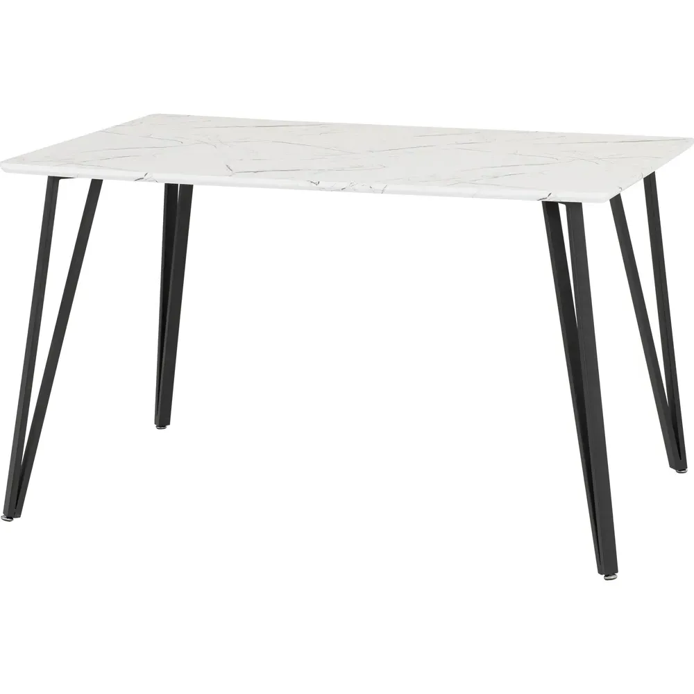Marlow 4-Seater Dining Table Marble Effect - White