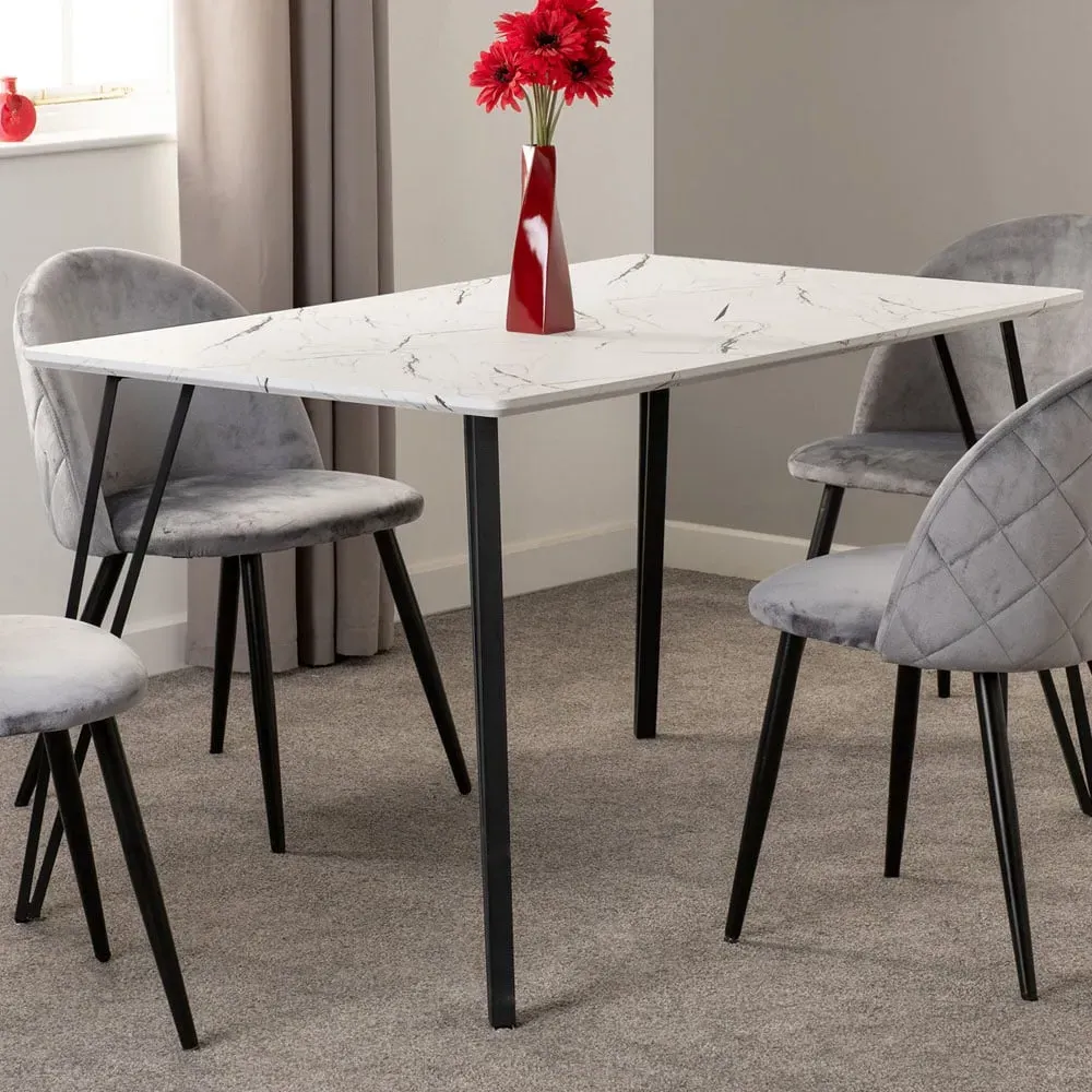 Marlow 4-Seater Dining Table Marble Effect - White