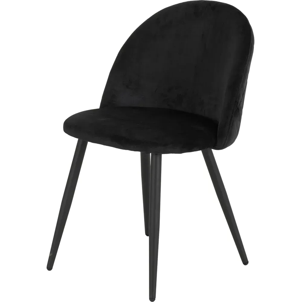 Marlow Set of 4 Dining Chairs - Black, Velvet