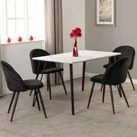 Marlow Set of 4 Dining Chairs - Black, Velvet