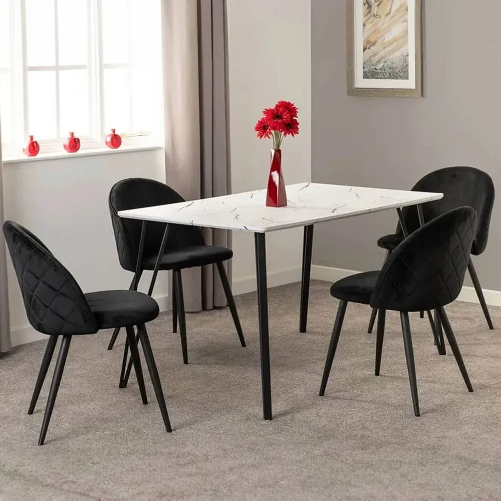 Marlow Set of 4 Dining Chairs - Black, Velvet