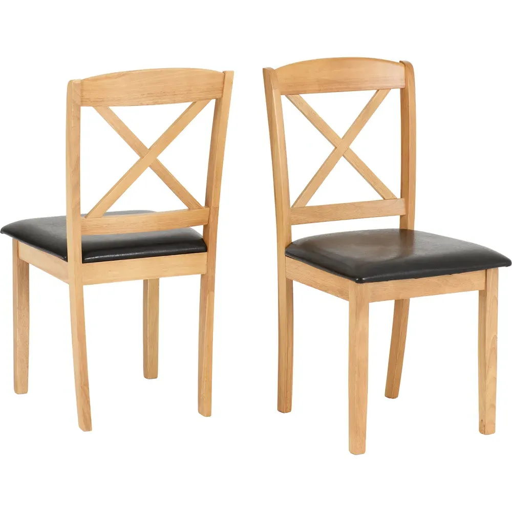 Mason Set of 2 Dining Chairs - Brown, Oak Varnish