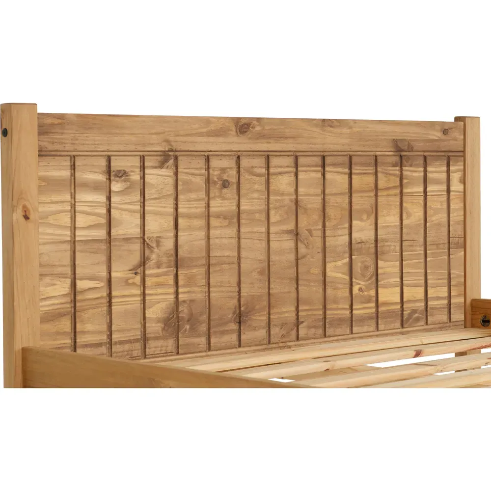 Maya Double Bed Frame - Brown, Pine