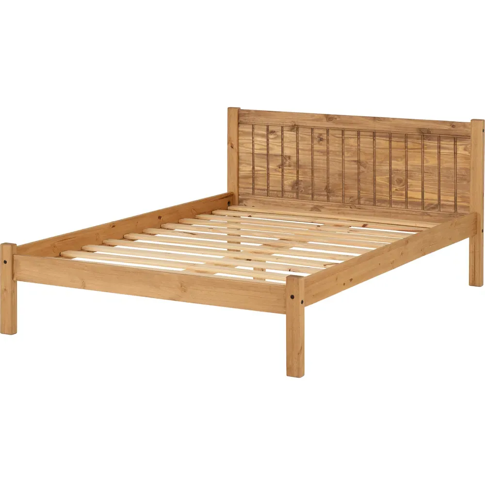 Maya Small Double Bed Frame - Brown, Pine