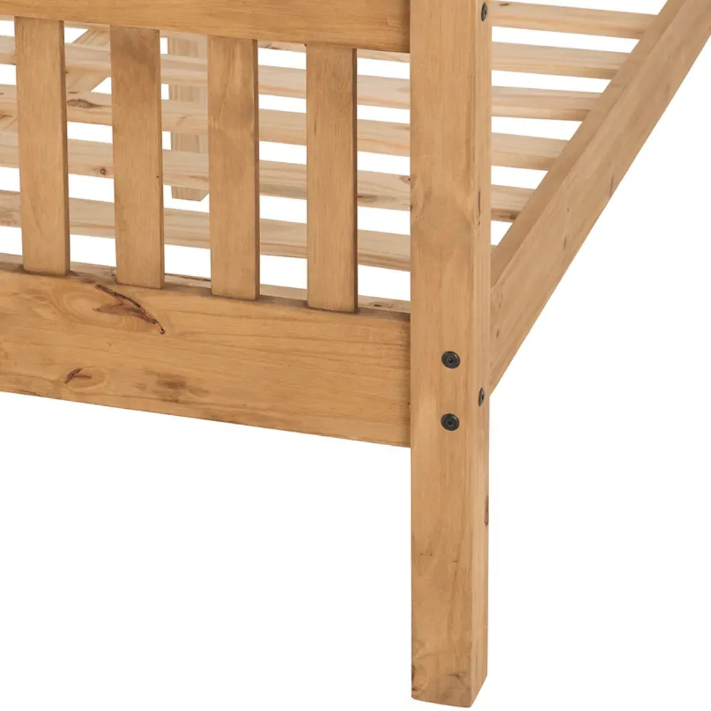 Monaco Double Bed Frame - Brown, Distressed Waxed Pine
