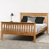 Monaco Double Bed Frame - Brown, Distressed Waxed Pine