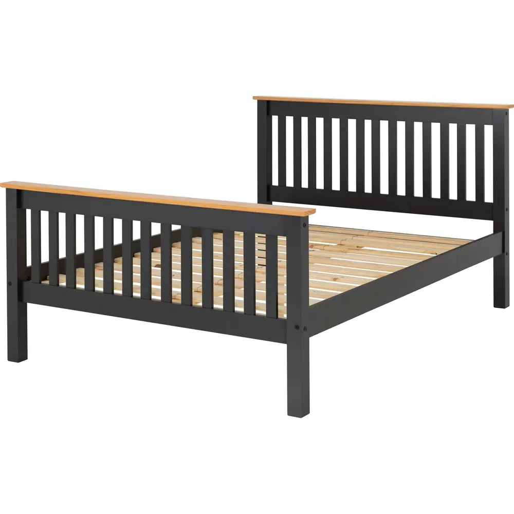 Monaco Double Bed Frame - Grey, Oak Effect