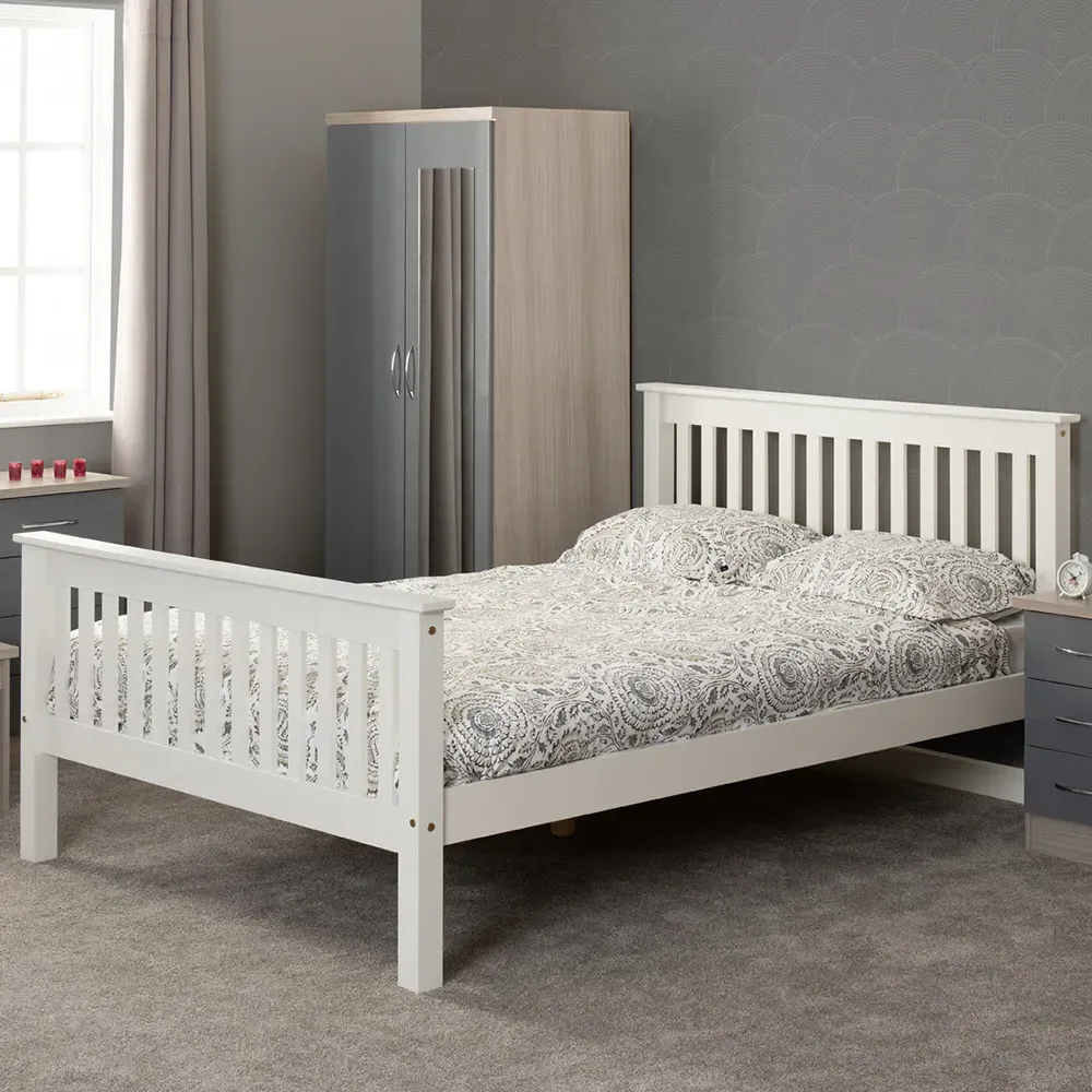 Monaco Double Bed Frame - White