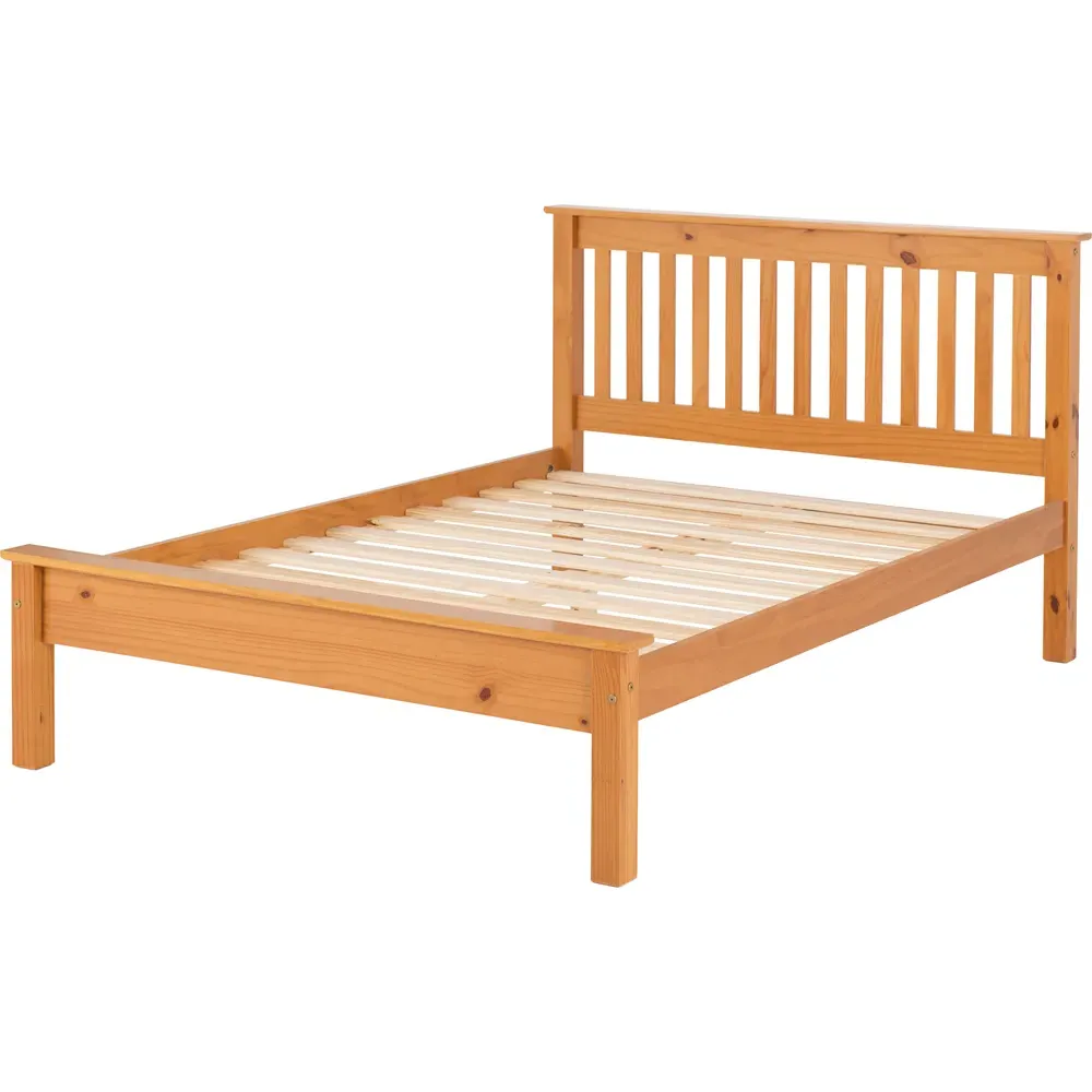 Monaco Double Low End Bed Frame - Antique Pine