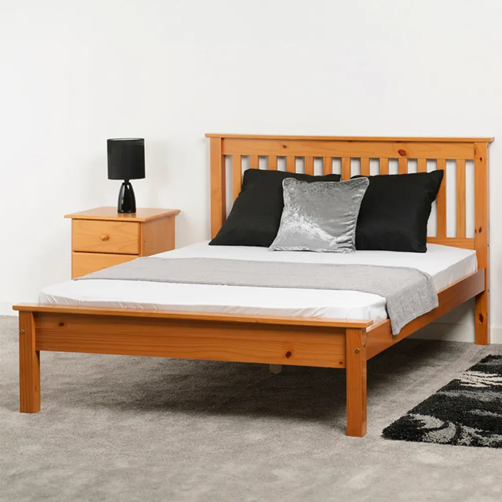 Monaco Double Low End Bed Frame - Antique Pine