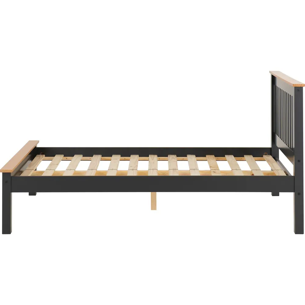 Monaco Double Low End Bed Frame - Grey, Oak