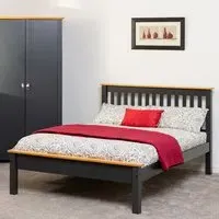 Monaco Double Low End Bed Frame - Grey, Oak