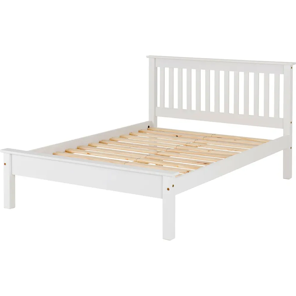 Monaco Double Low End Bed Frame - White