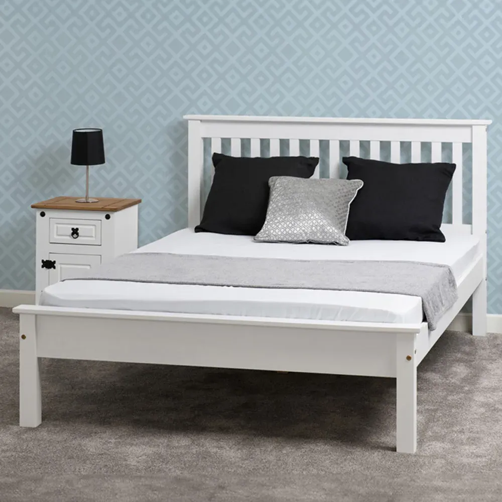 Monaco Double Low End Bed Frame - White