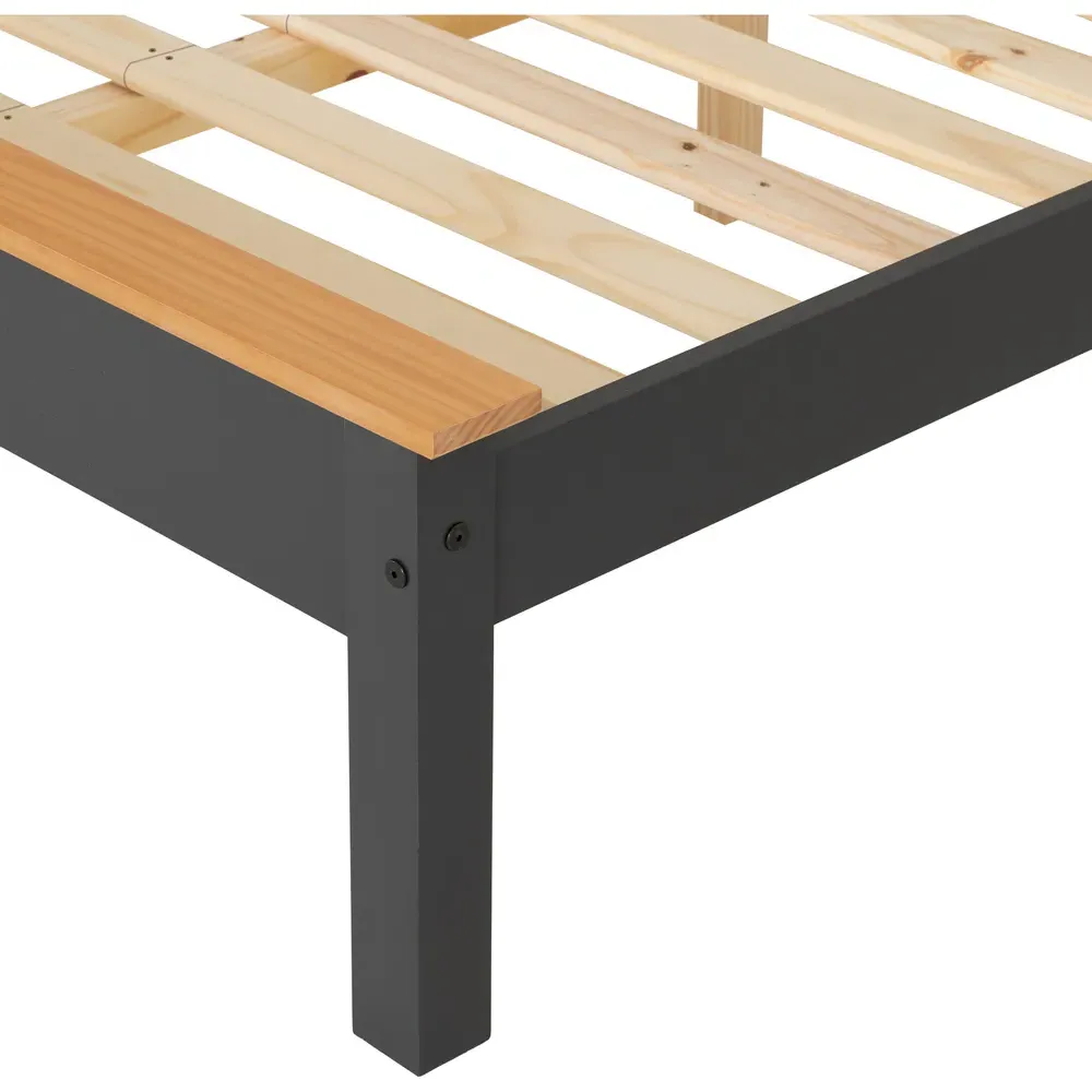 Monaco King Size Low End Bed Frame - Grey, Oak