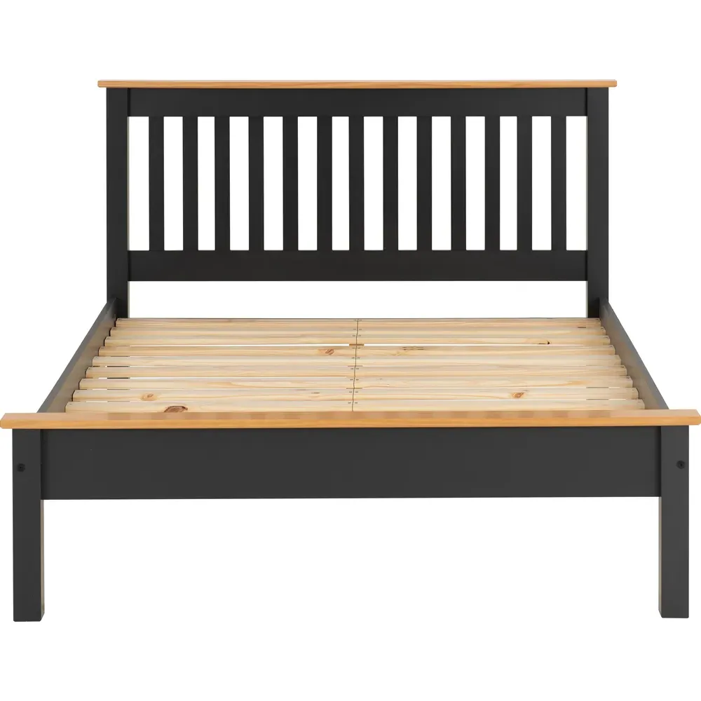 Monaco King Size Low End Bed Frame - Grey, Oak