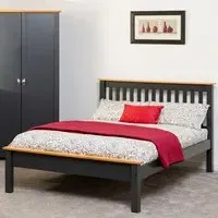 Monaco King Size Low End Bed Frame - Grey, Oak