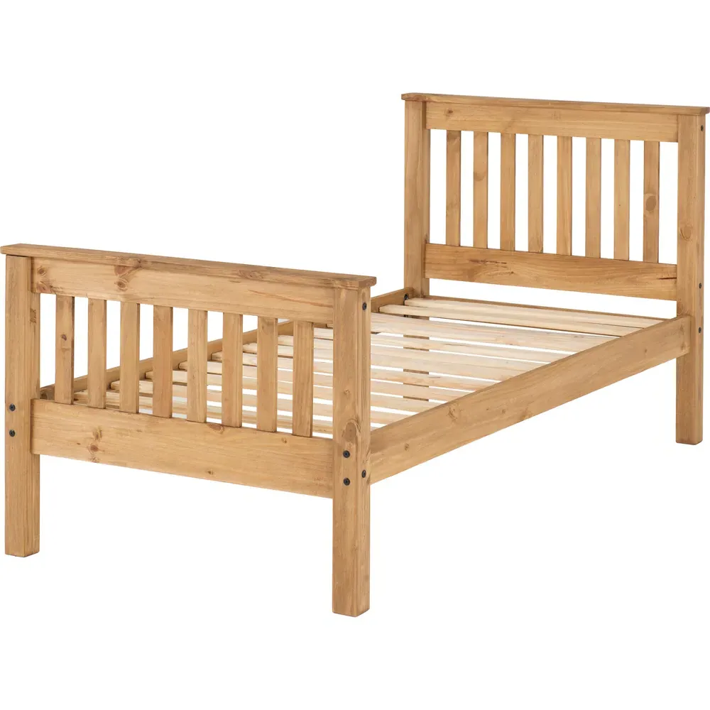 Monaco Single Bed Frame - Distressed Waxed Pine